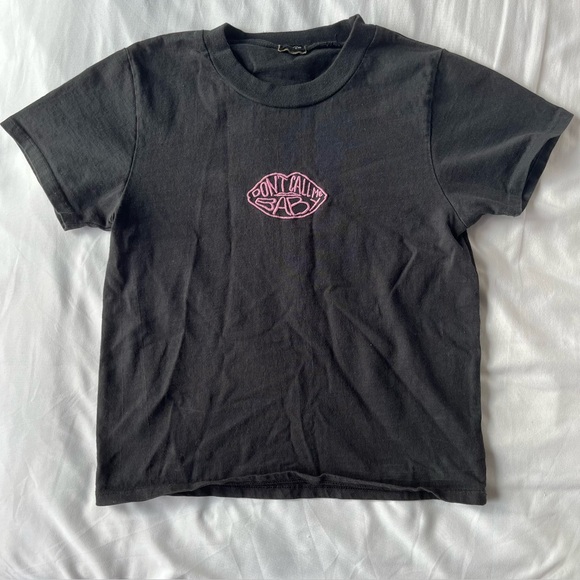 Brandy Melville Don't Call Me Baby Top in Black/Pink - Picture 2 of 7